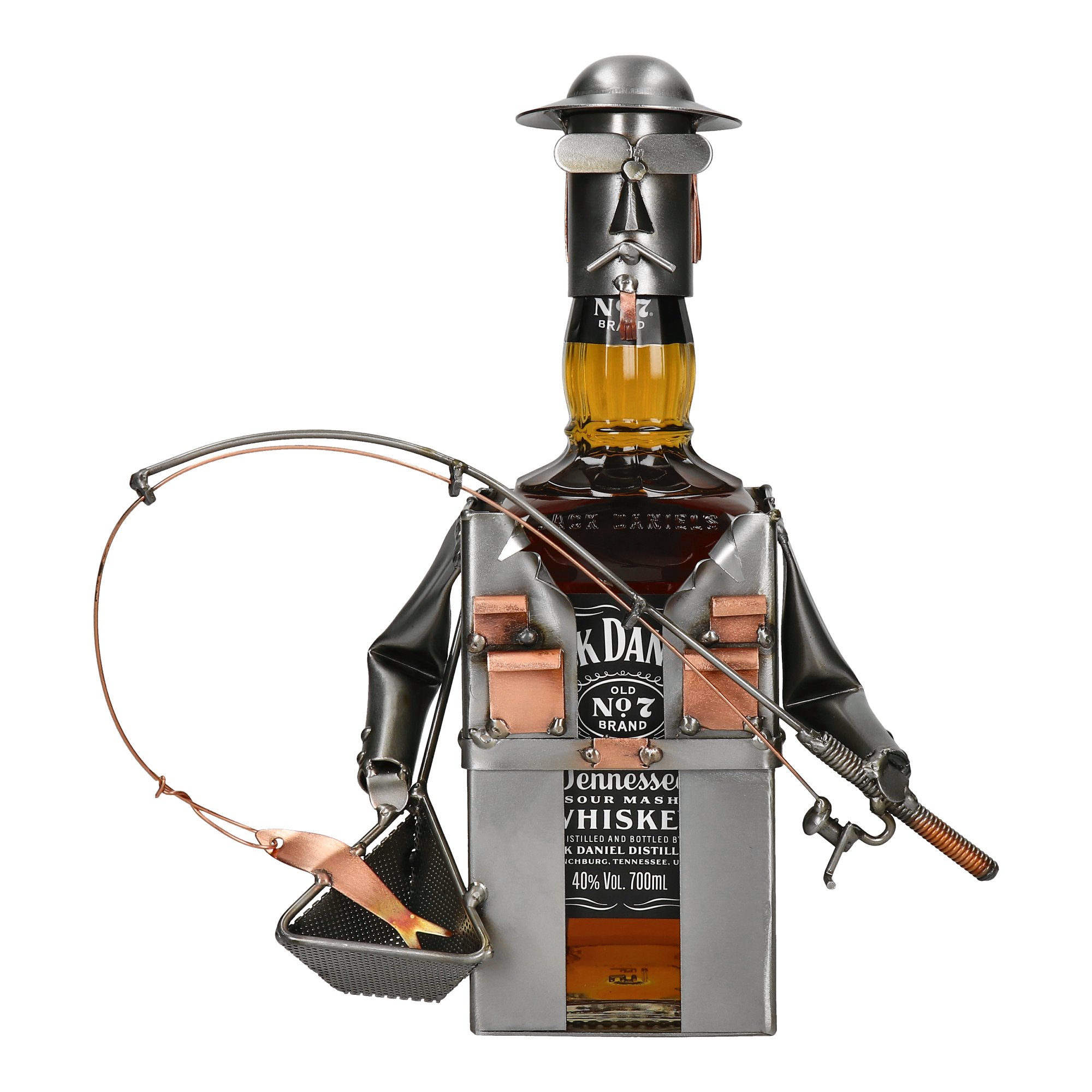 wedkarz-figurka-z-metalu-prezent-dla-taty-do-alkoholu Metalowa figurka wędkarza jako stojak na whiskey – prezent dla wędkarza