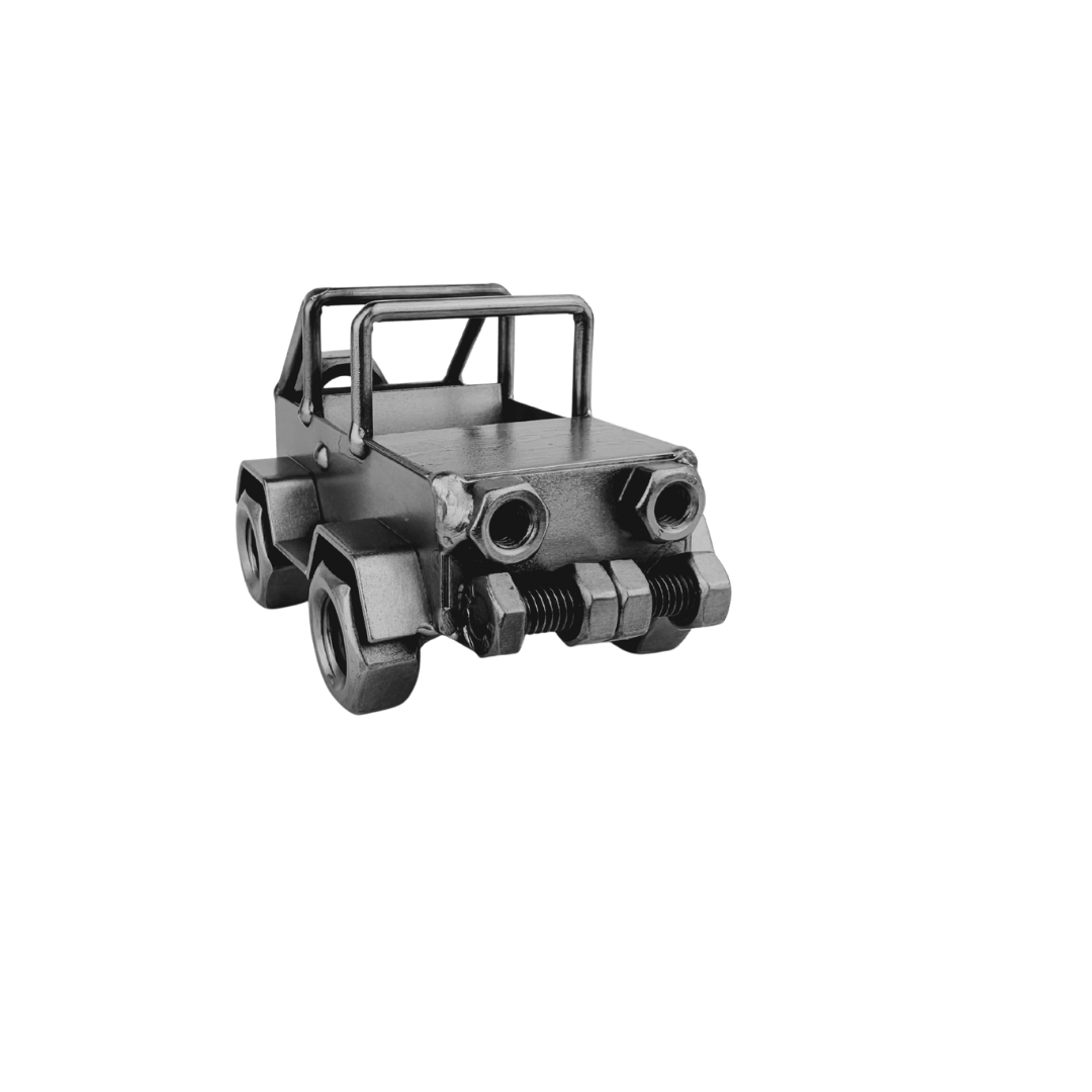Metalowa figurka jeep amerykański Metalowa figurka jeep amerykański – dekoracja industrialna