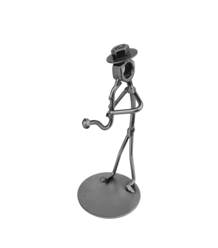Metalowa figurka saksofonista – prezent dla muzyka